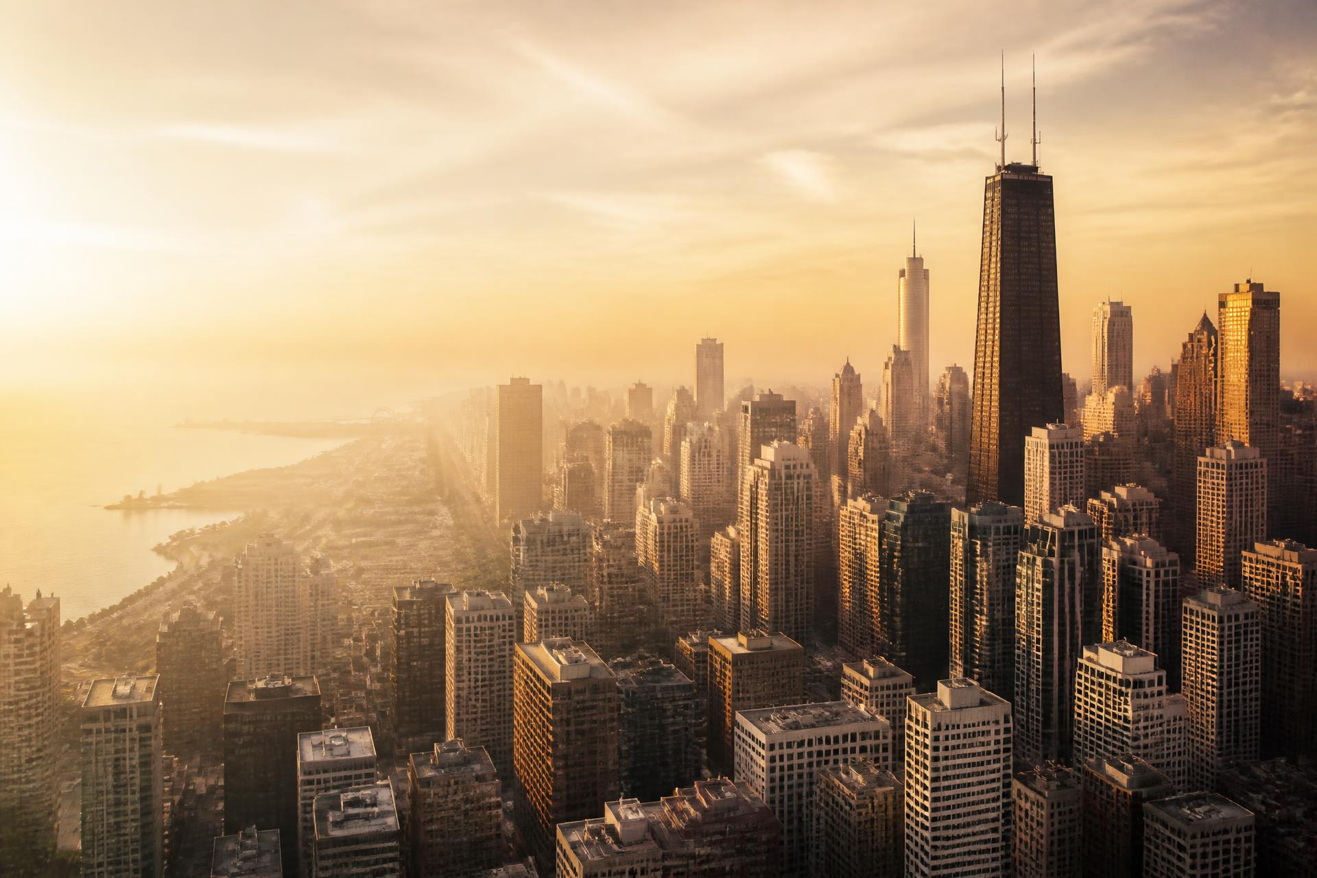 Chicago skyline at golden hour